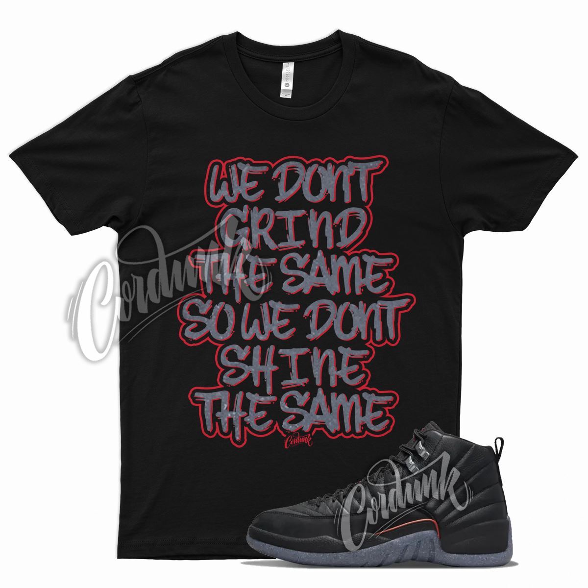 Black GRIND Shirt for J1 12 Utility Grind Bright Crimson Gym University Red