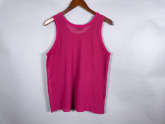 90s Fishnet Tank Top Men’s Medium Dark Pink Mesh See Through USA Made Locker Top