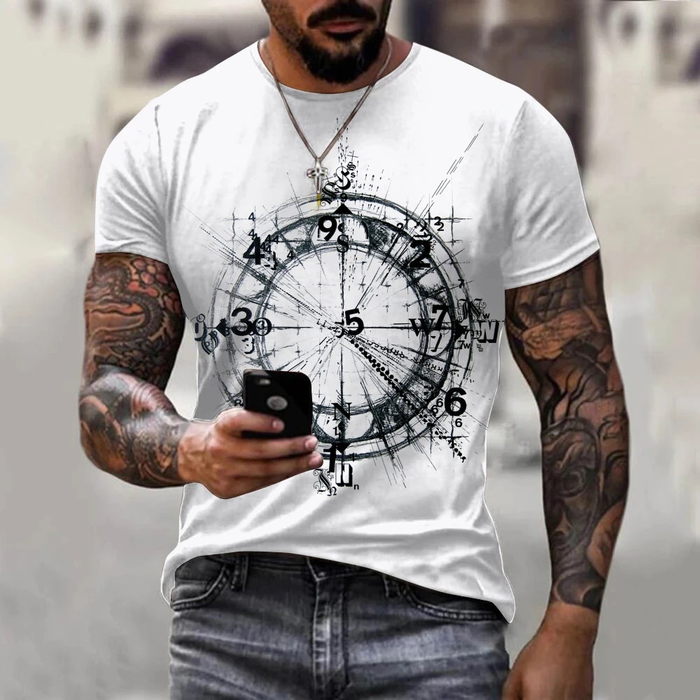 Men's T-shirt Summer Short Sleeve O-neck 3D Anchors Print Top Tee Shirt gallery
