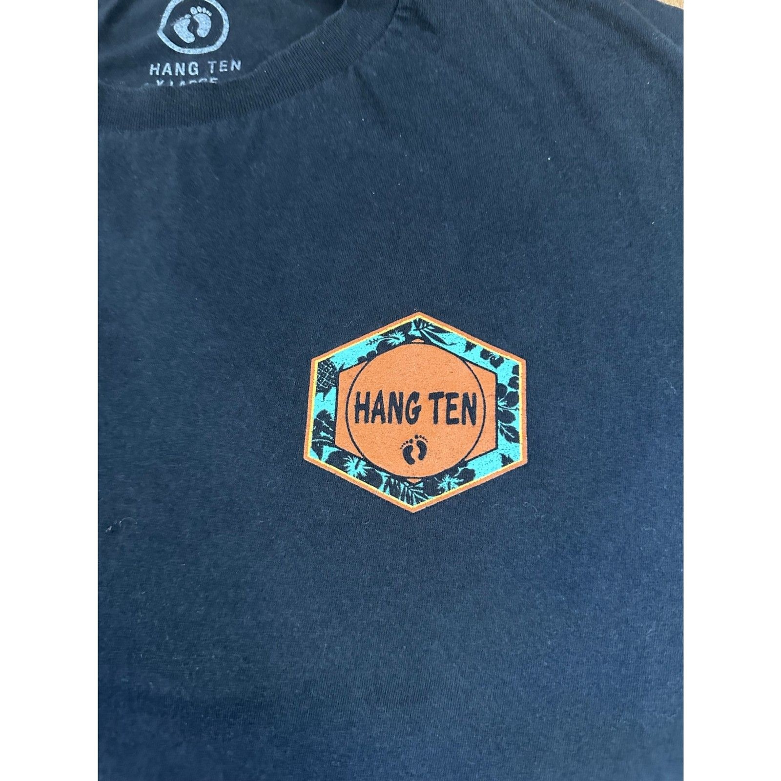 Hang Ten Black Logo T Shirt Mens XL Surf Skate Casual Graphic Tee gallery
