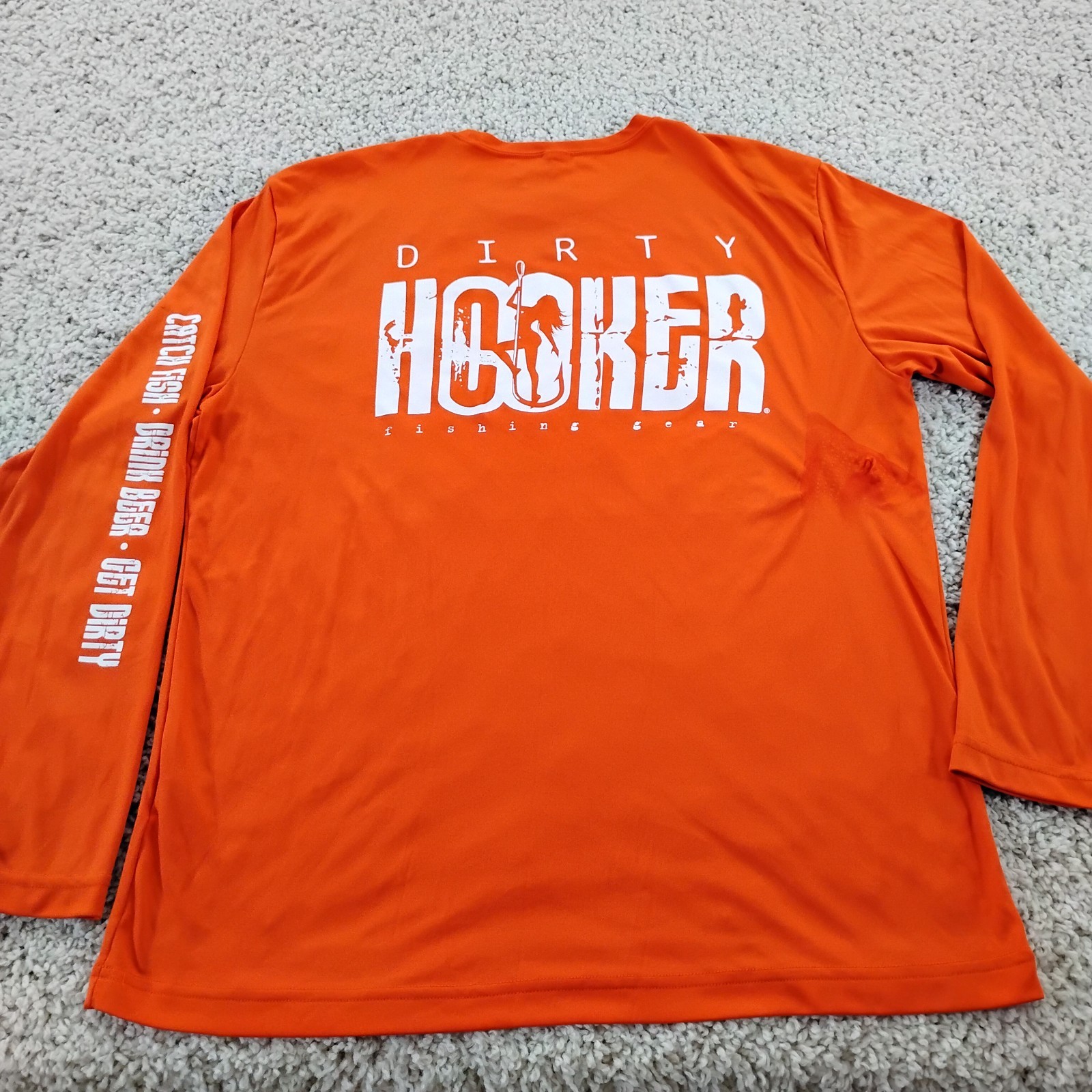Dirty Hooker Shirt Mens Large Orange Performance Fishing Beach Beer Outdoor A5 gallery