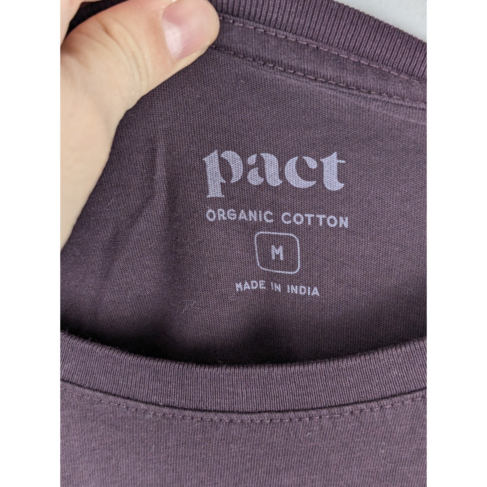 Pact Mens Organic Cotton Long Sleeve Crewneck T Shirt Size M Purple Casual Daily gallery