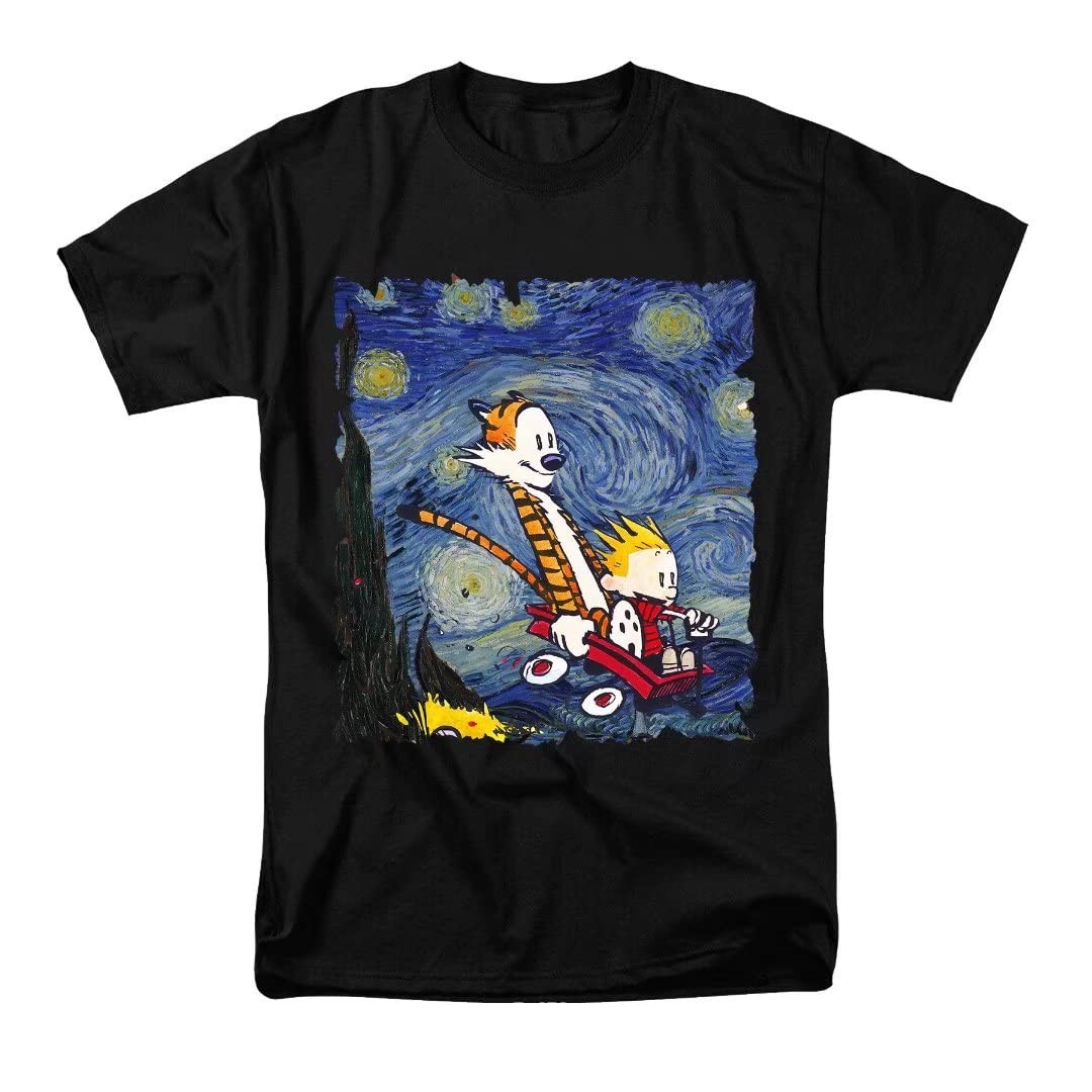Stary Night T Shirt Cartoons Shirt Cotton Short Sleeve T Shirt Gift 3XL