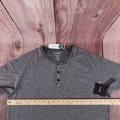 NWT 01.ALGO Mens Large Kris Performance Microstripe Henley Stitch Fix Gray Black