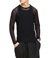 Brand New Men’s See-through Mesh Long Sleeve Shirts Casual Tee Underwear Shirts