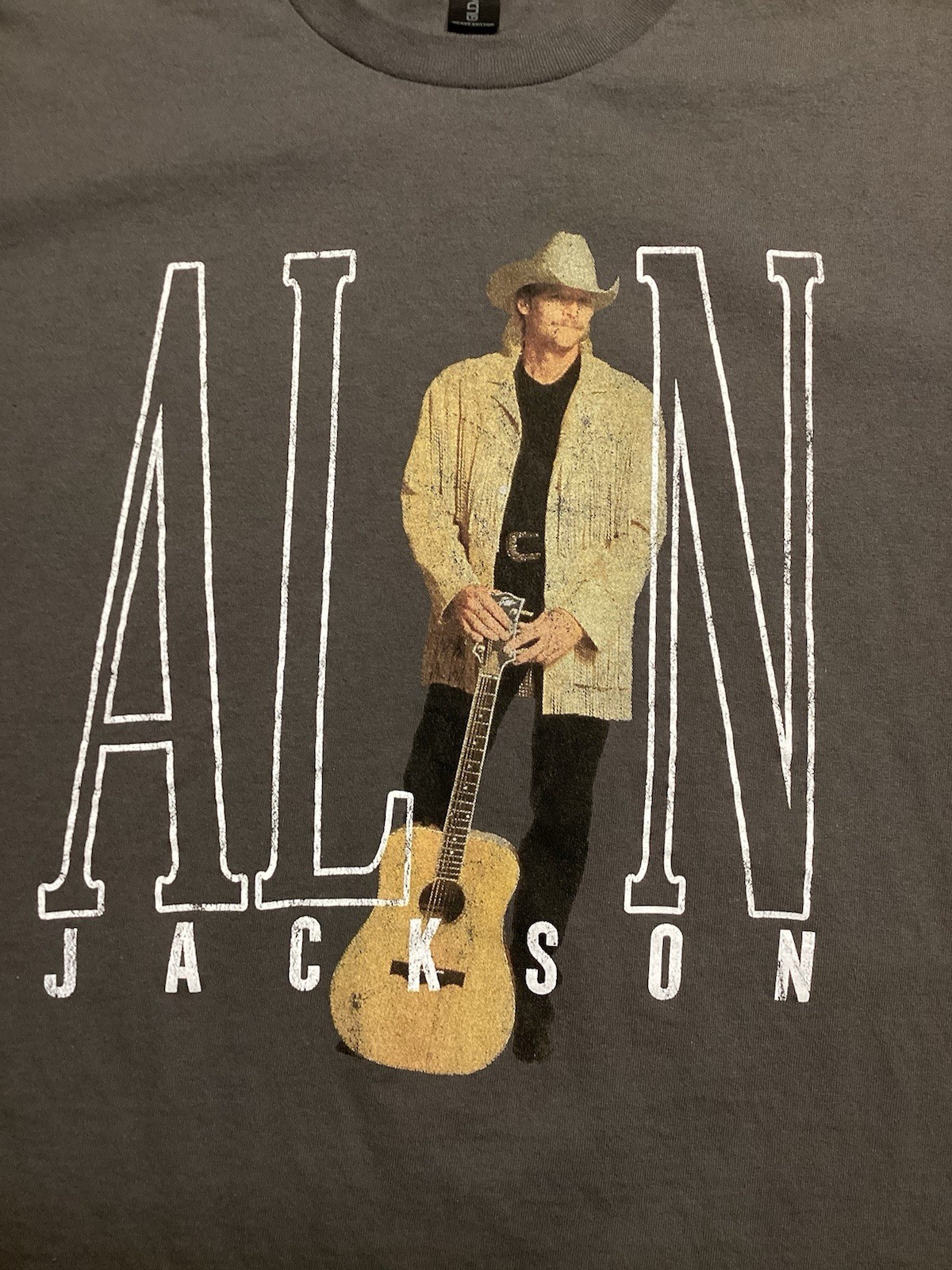 Vintage Alan Jackson Shirt Size L Gray Modern Repro Country Music
