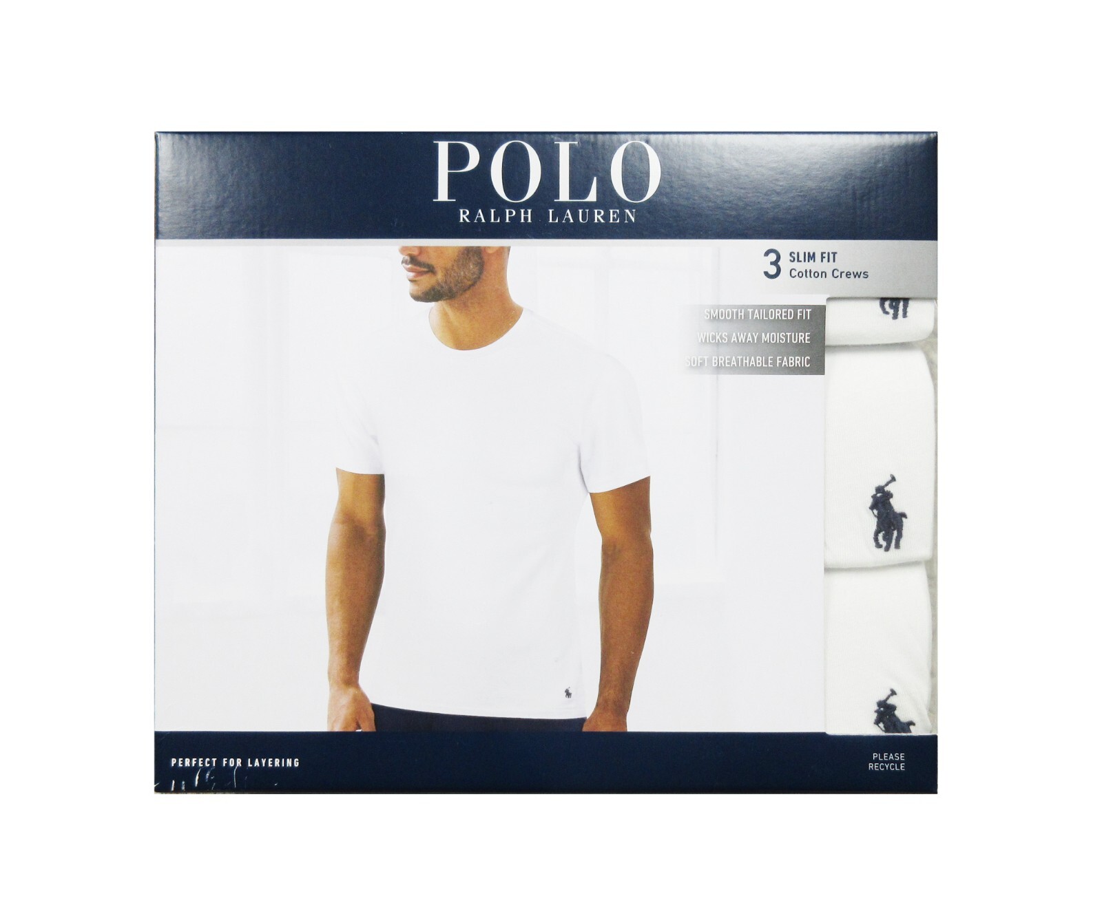 Polo Ralph Lauren Men's White Slim Fit Crew-Neck 3 Pack T-Shirts gallery