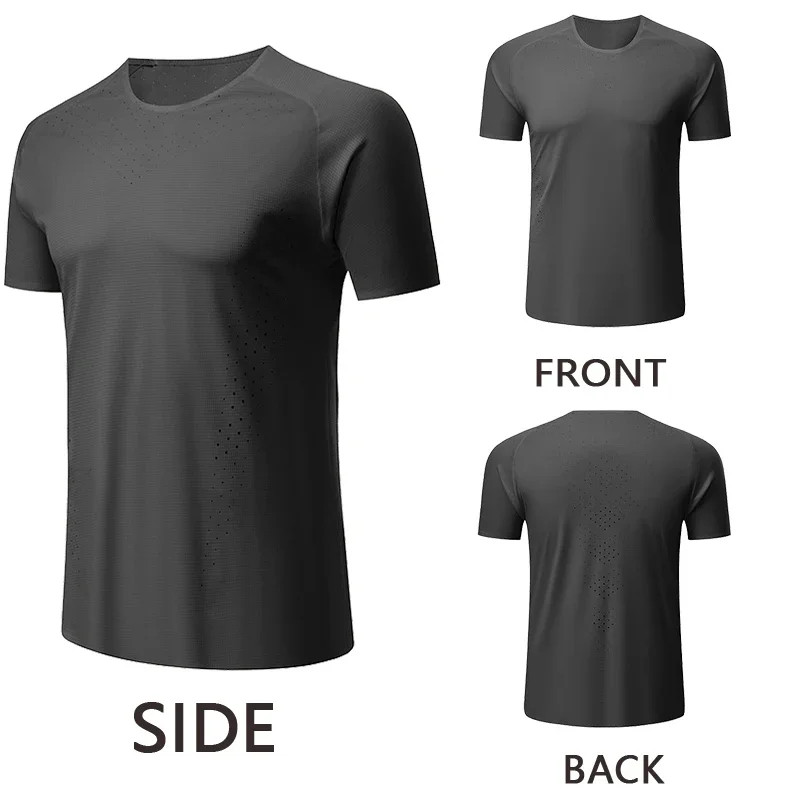 Men's Gym Jogging T-Shirt Running Tops Male Short Sleeve Sportswear Exercise Bas gallery