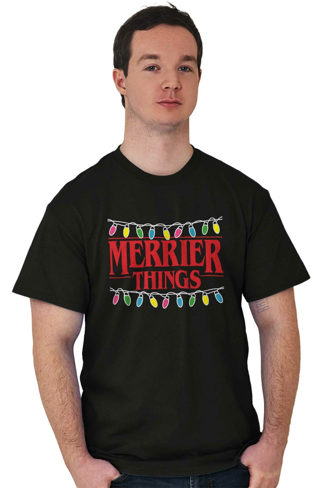 Merrier Things Stranger Christmas Holiday Adult Short Sleeve Crewneck Tee gallery