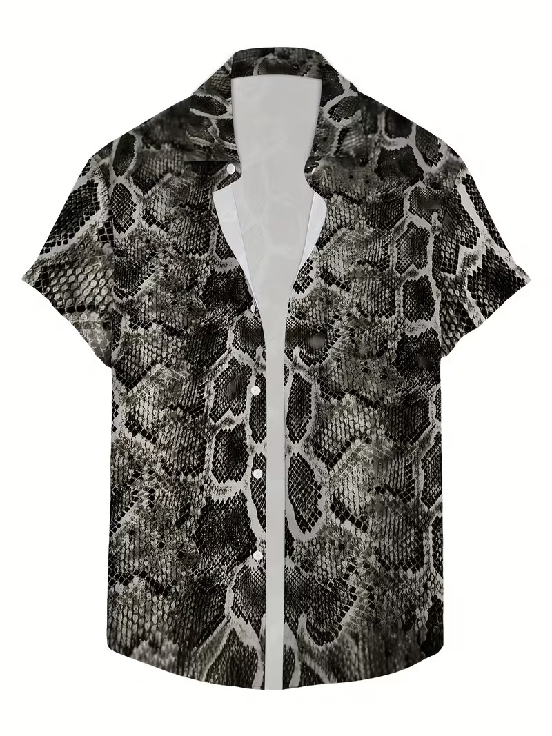 Featuring a Snake Skin Pattern - 3D Print Hawaiian Shirt - Adults & Youth gallery