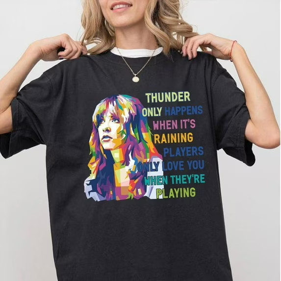 Vintage Rock Music T-Shirt - 'Thunder Only When It's Raining' Lyric Tee gallery