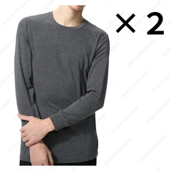 [2PCS SAME COLOR] UNIQLO HEATTECH T-Shirt 472909 Crew Neck Long-Sleeve Men New
