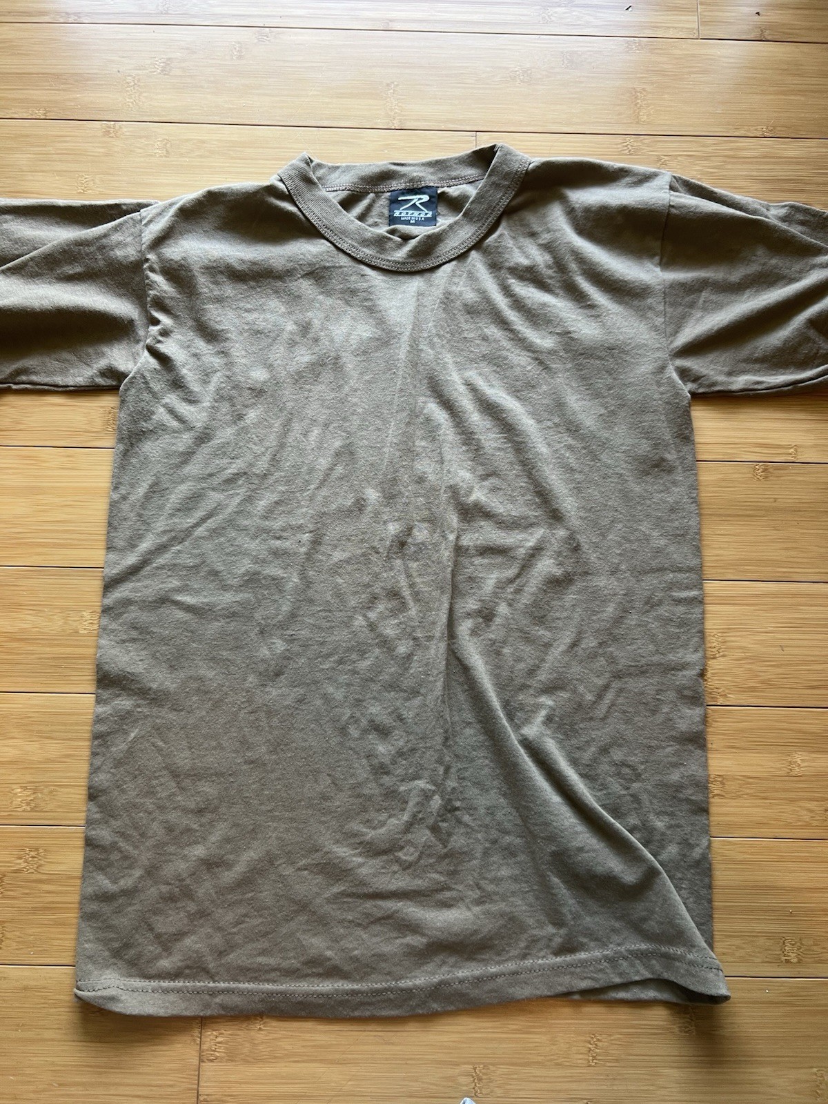 Rothco Shirt Mens Medium Brown Made USA Military Minimalist Basic Single Stitch gallery