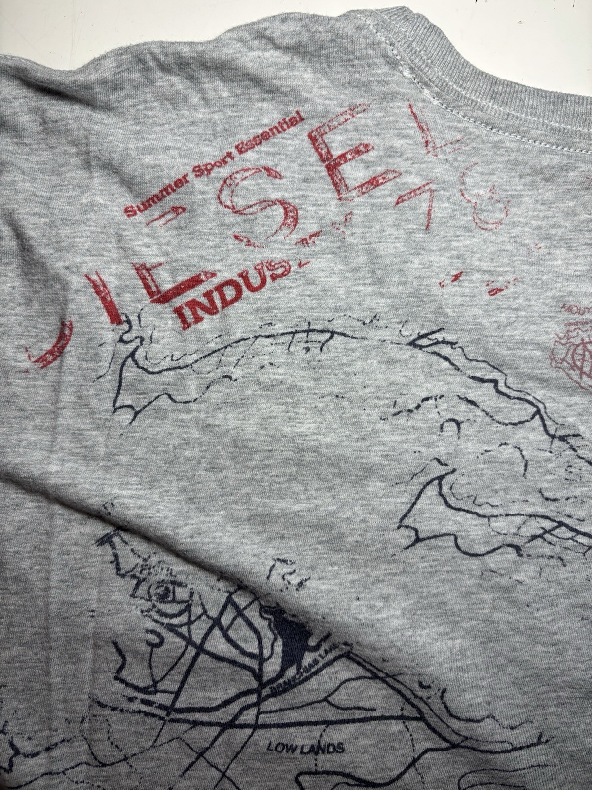 Vintage Diesel Industry T Shirt Men L Nautical Map Graphic Wave Breaker Y2K Slim gallery