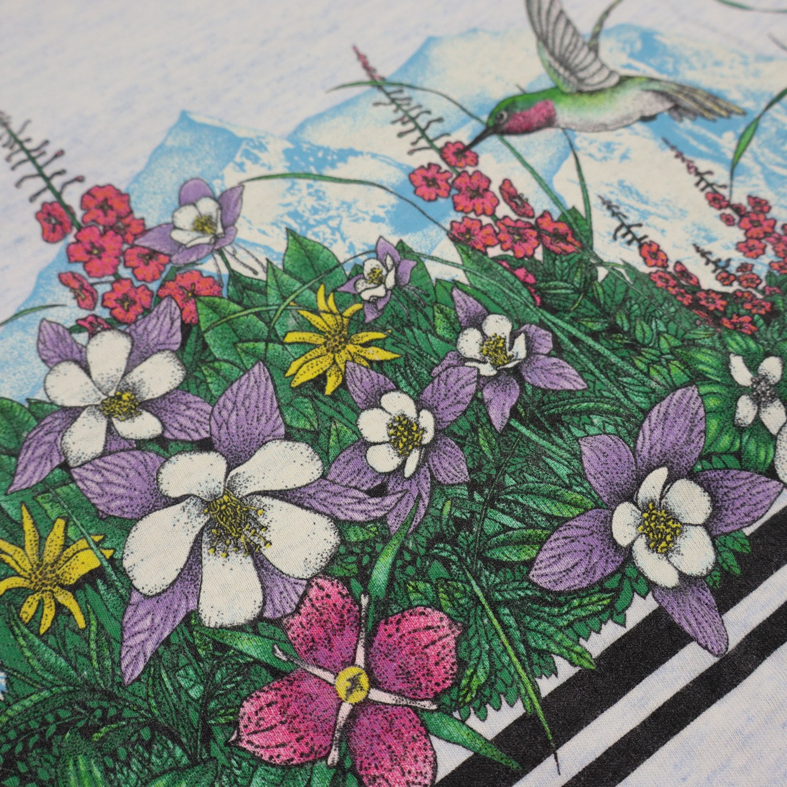 Vtg Hummingbird Habitat Nature T Shirt Mens Large Floral USA Tee Single Stitch gallery