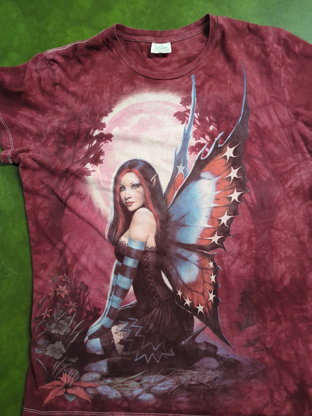 The Mountain Fairy Moon Night Elf Fantasy Red Tie Dye Shirt Size Large gallery