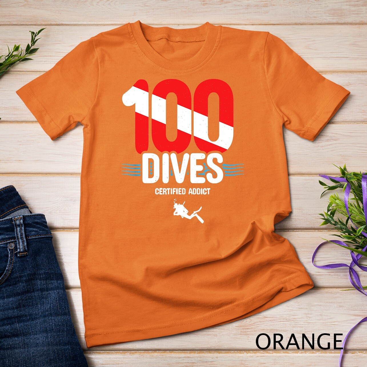 100th Dive Gift - Diver Down Flag - Scuba Diving T-Shirt Unisex T-shirt gallery