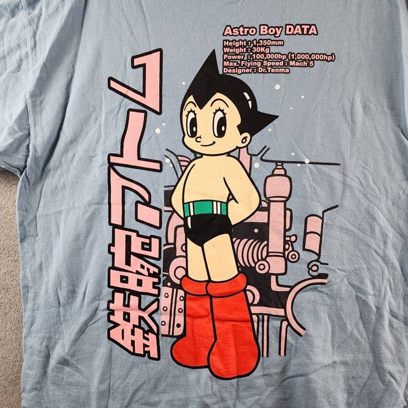 Astro Boy Kanji Graphic Print Tee Mens XL Light Blue Multi Crewneck Short Sleeve gallery