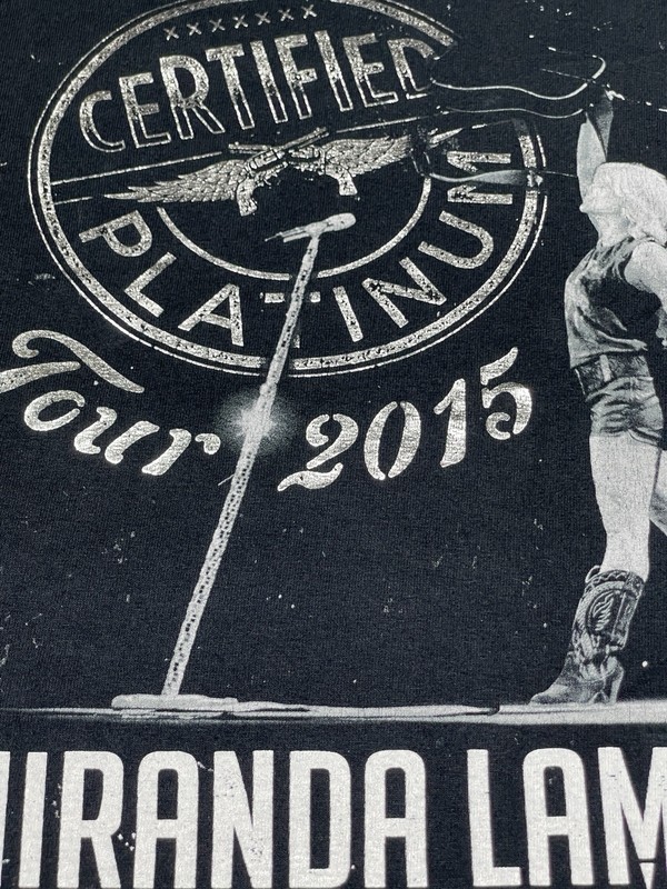 MIRANDA LAMBERT Certified Platinum Black Silver text Tour 2015 Shirt M Concert gallery