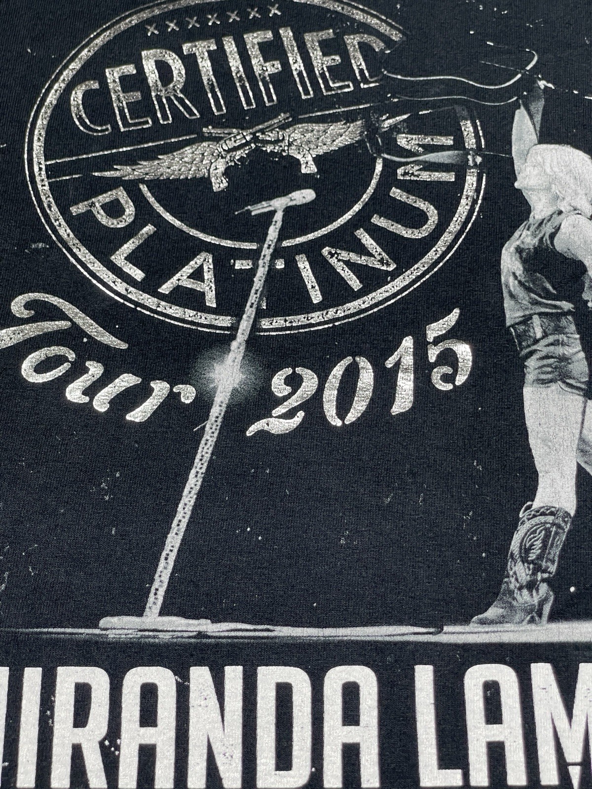 MIRANDA LAMBERT Certified Platinum Black Silver text Tour 2015 Shirt M Concert gallery