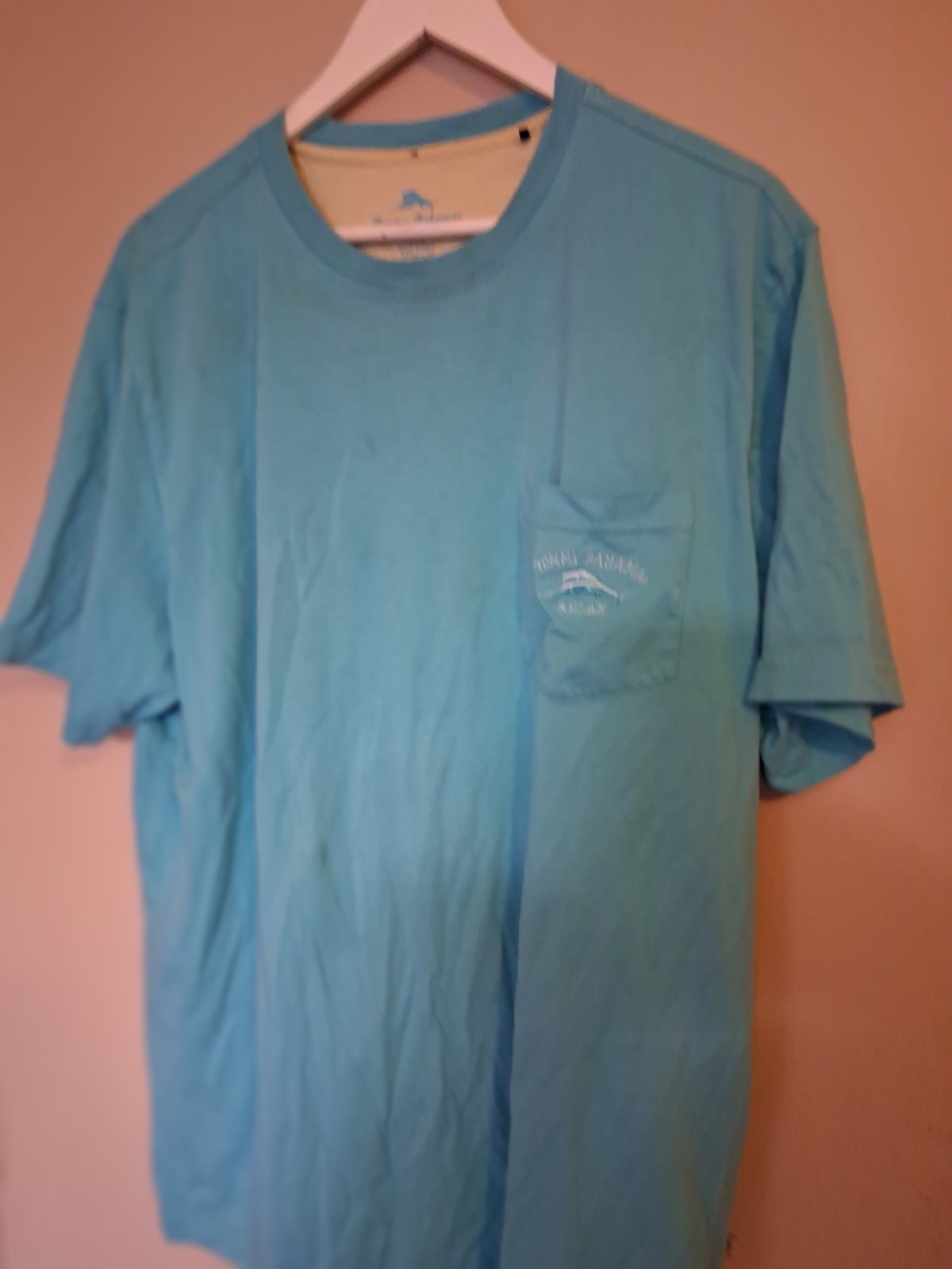 Tommy Bahama Men's L/G Blue Relax Short Sleeve Crew Neck Pocket Marlin Logo Tee gallery