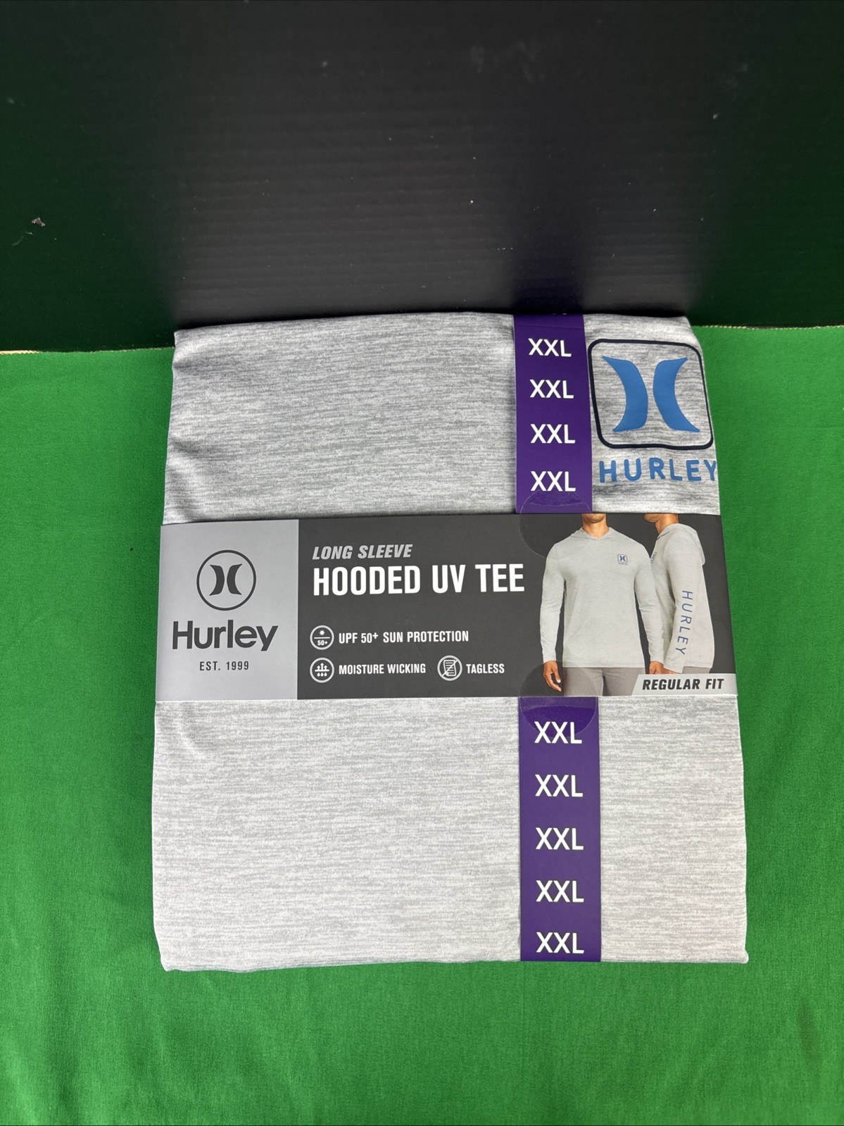 Hurley Men's Sunny Side Hybrid Stretch Hooded UV T-Shirt Size XXL Light Grey gallery