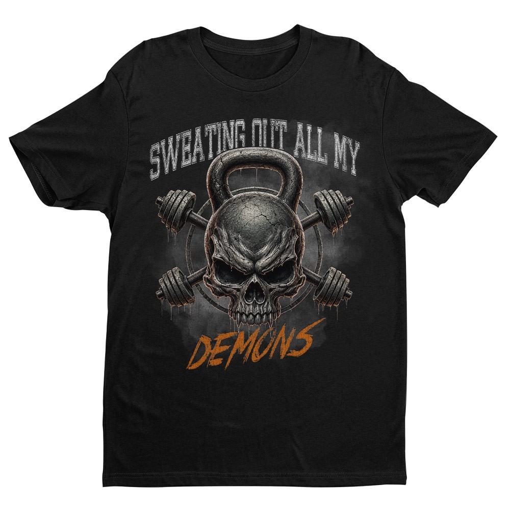 Retro Sweating Out My Demons Unisex T-shirt | Gym Skull Lover Gifts for Men