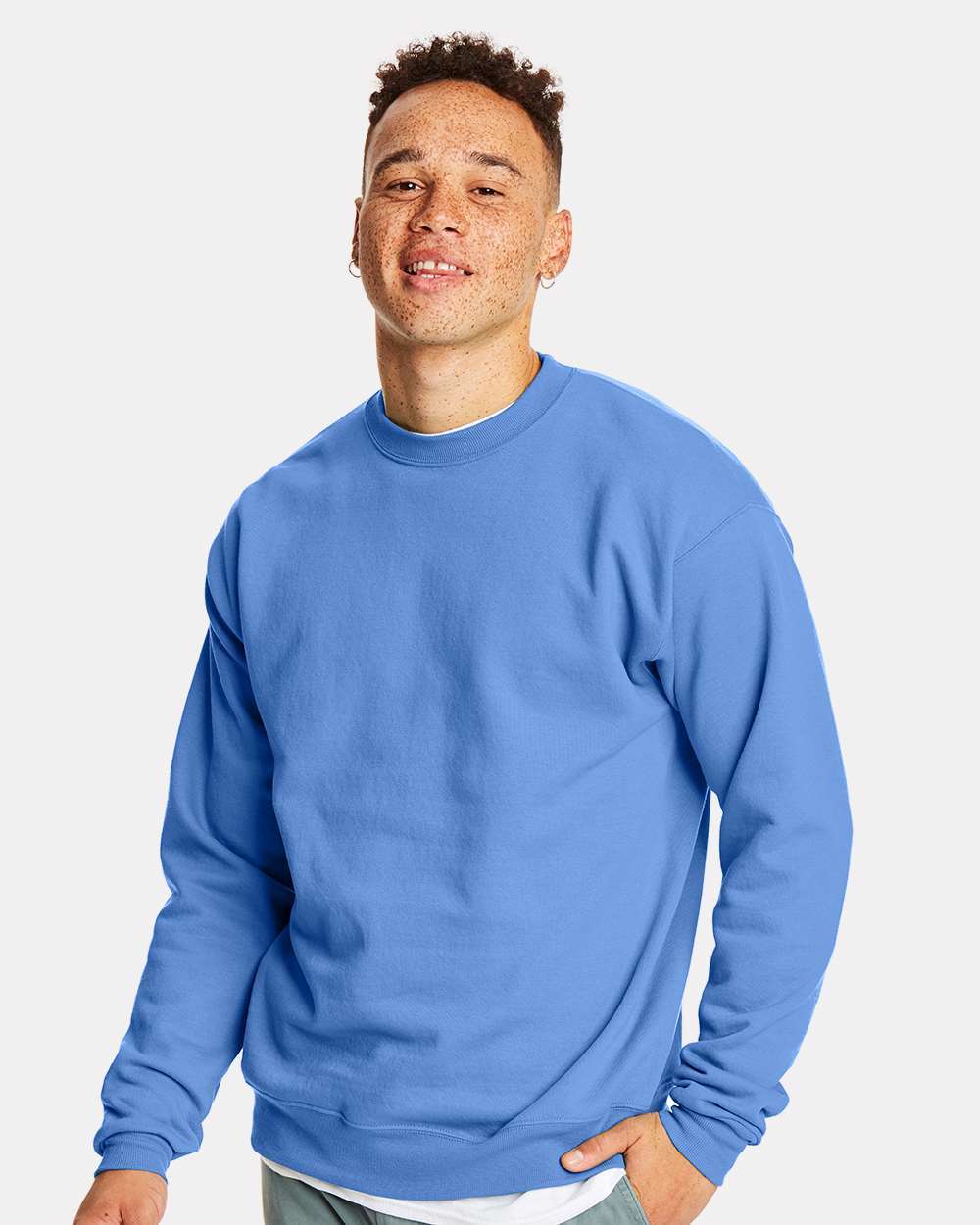 Hanes Men's Sweatshirt Long Sleeve Cuff Waistband Ecosmart Crewneck Fleece P160 gallery