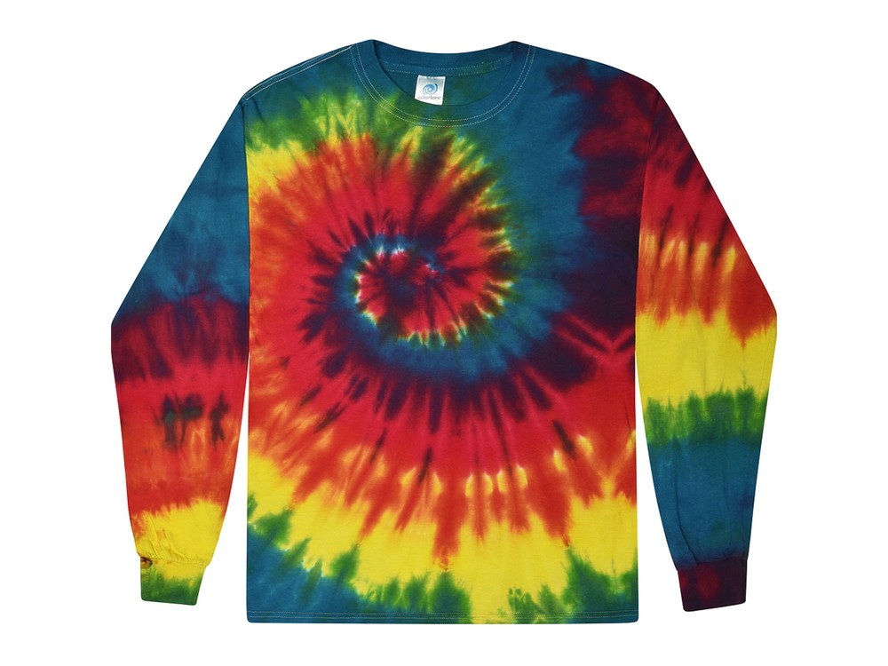 Multi-Color Reactive Long Sleeve Tie Dye T-Shirt Adult & Kids Colortone Cotton