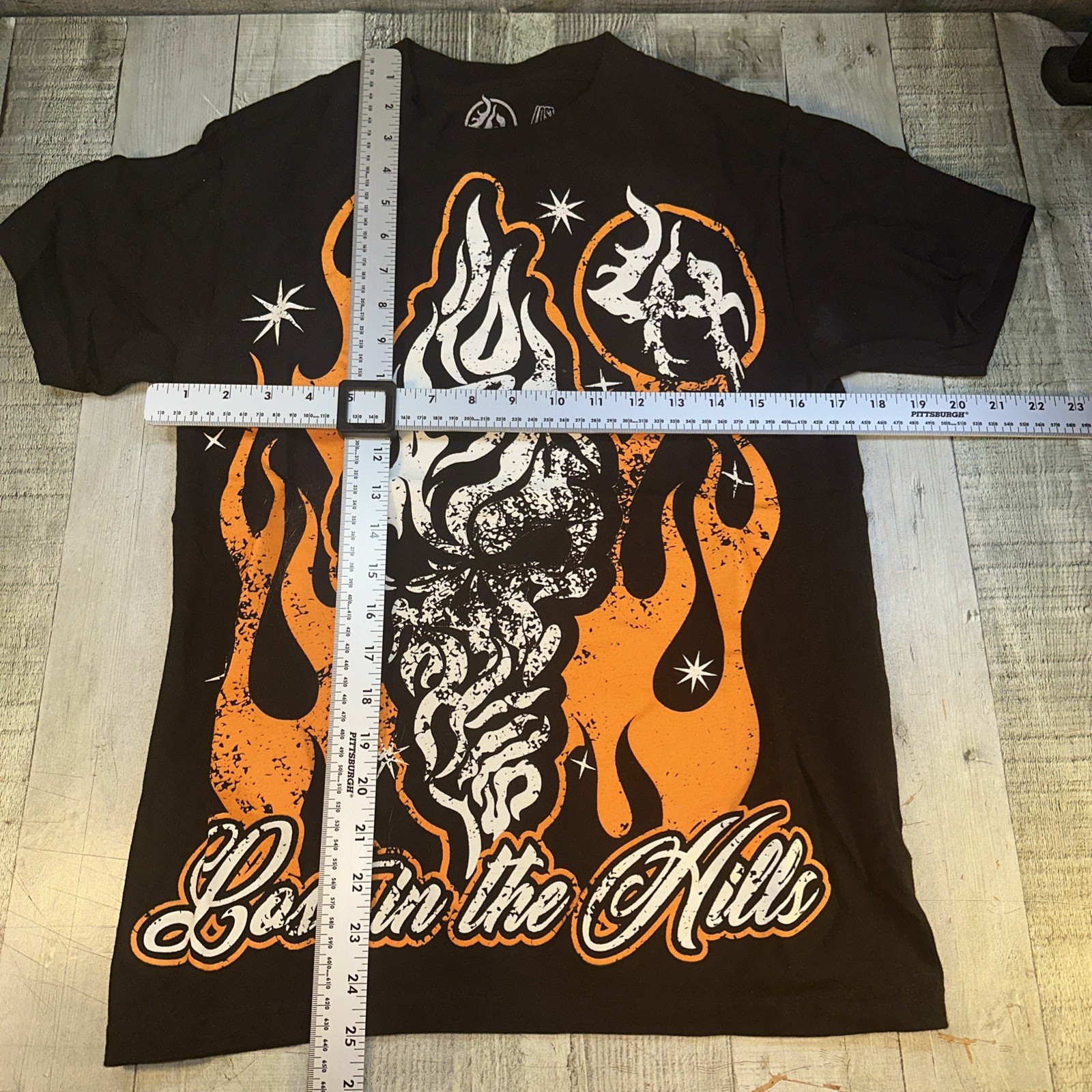 Lost Hills LH006 T-Shirt Flame Designer T-Shirt Black, Orange and White Size Sm gallery