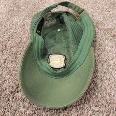 John Deere Strapback hat Cap Mesh Green Yellow Patch Adjustable One Size