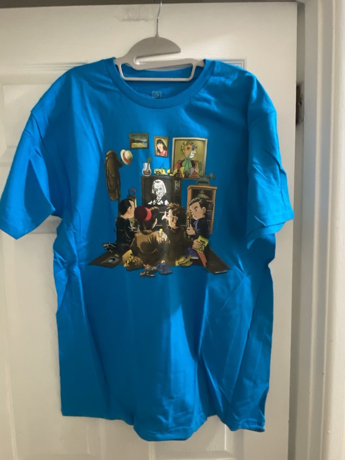 Vintage DOCTOR WHO Multi Doctor REFLECTIONS T-Shirt BRAND NEW! Size L Blue