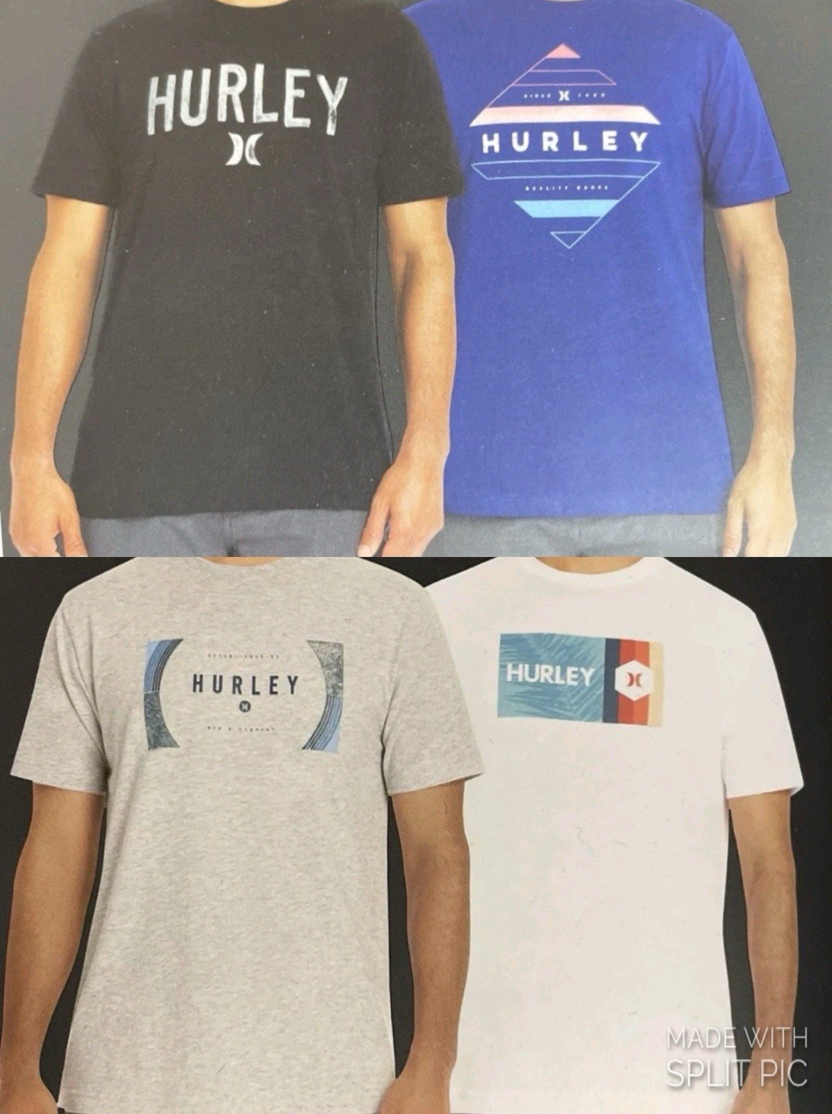 Hurley Men’s Graphic Tee 2 Pack Pick Size XL Black/Blue or XXL White/Gray NWT