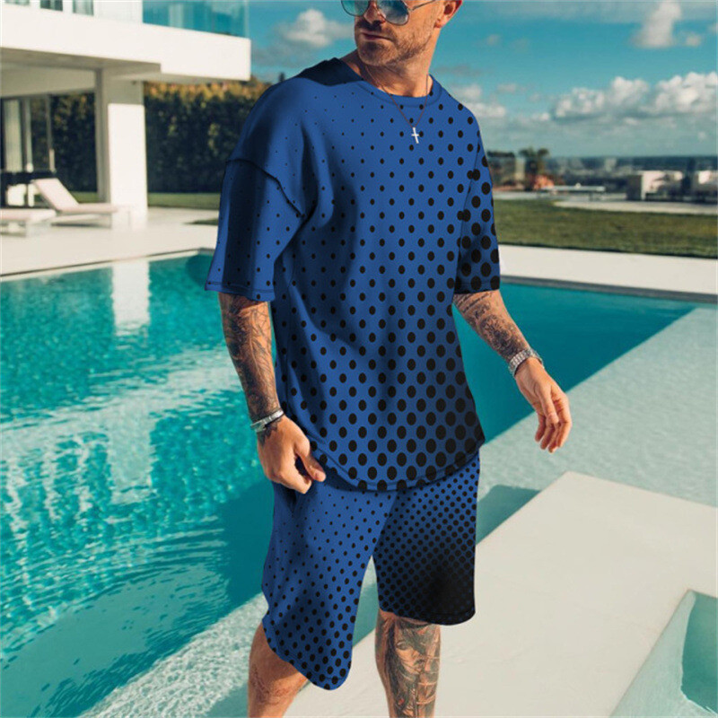 Summer Men's Outfit 2-Piece Set Short Sleeve T-Shirts and Shorts Sweatsuit Set gallery