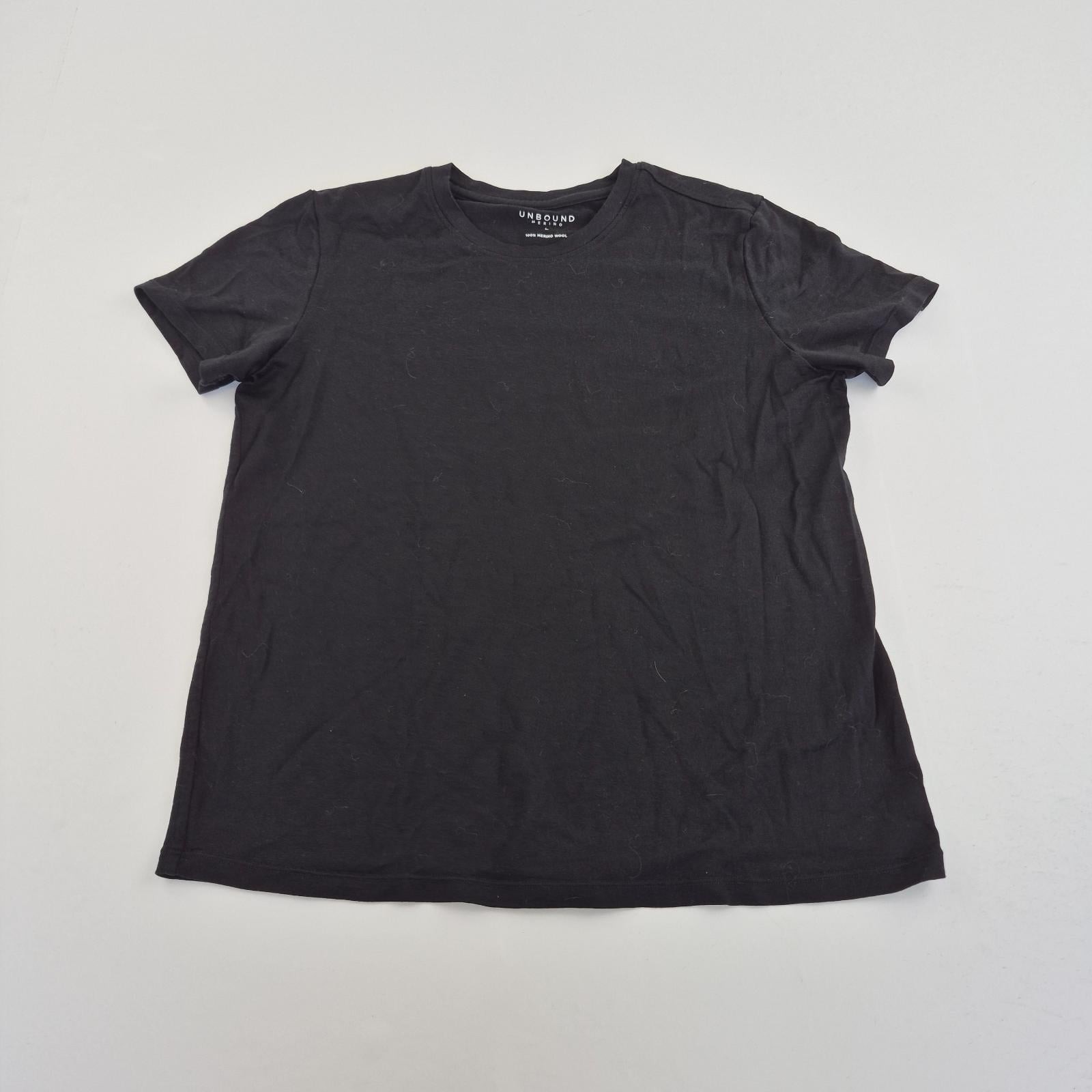 Unbound Merino T-Shirt Large Black Mens 100% Merino Wool Short Sleeve Round Neck gallery