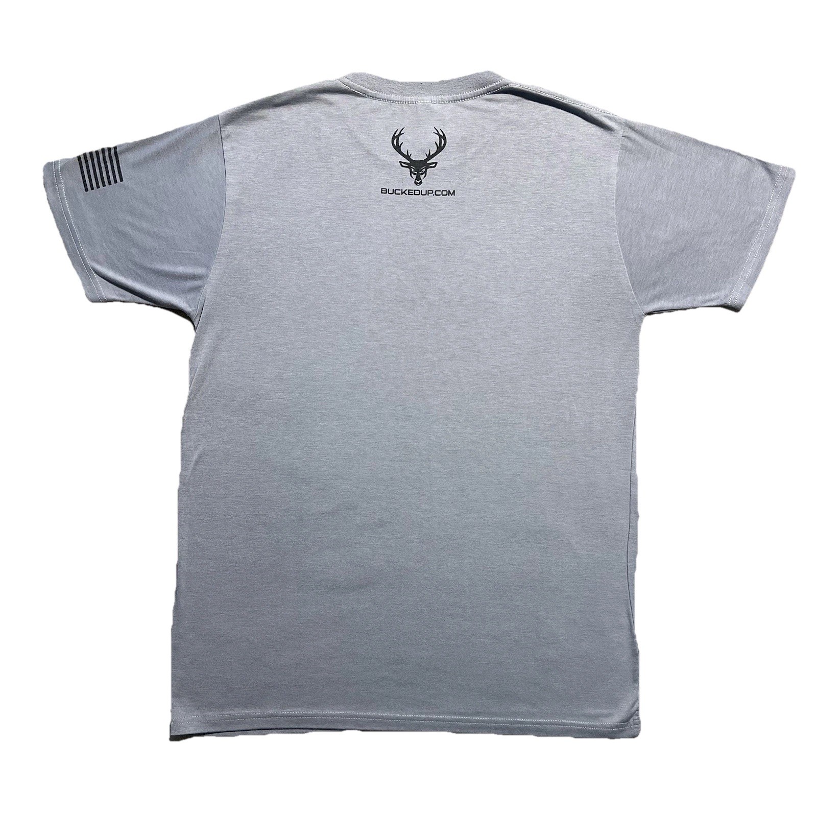 Bucked Up Deer Logo Graphic T Shirt Mens L Gray Gym Hunting Flag gallery