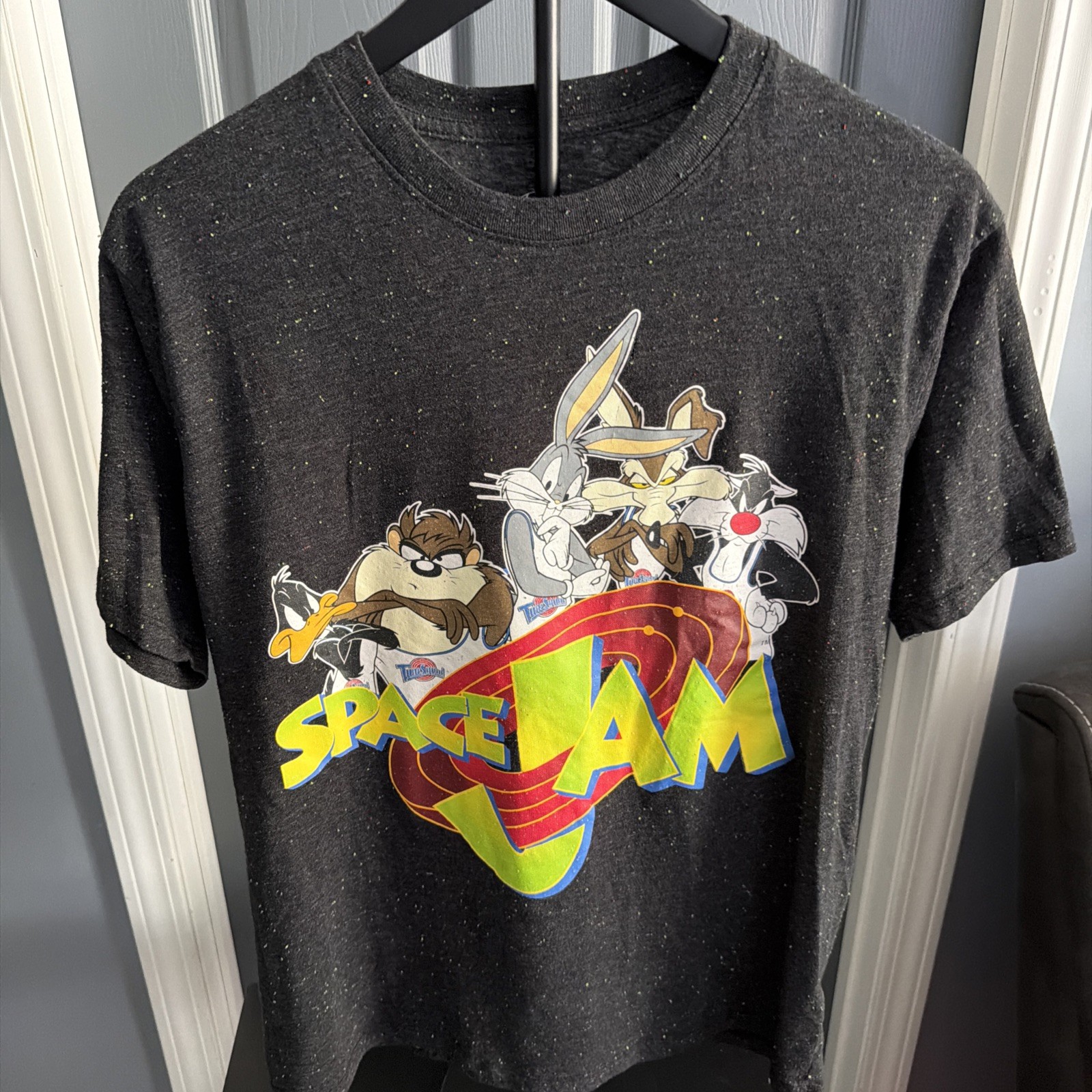 Warner Brothers Tunes Space Jam Squad Black Confetti T shirt Size L 42/44 gallery