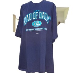 M O Knits Blue Dad Of Dads Script REV 19:16 Short Sleeve Size XXL Free Shipping