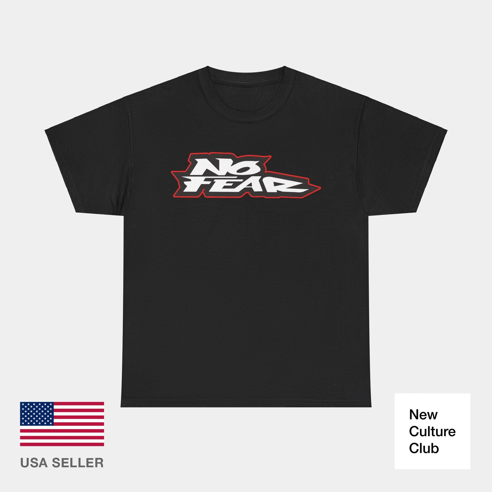 No Fear Lifestyle 90s Gaming Skate Racing Sports T Shirt Black Cotton Tee gallery