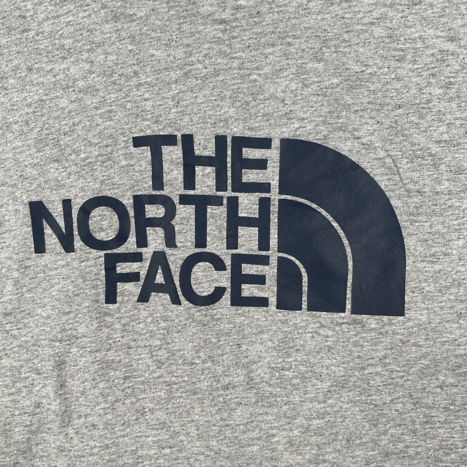 North Face Shirt Mens Medium Grey Blue Big Spell Out Logo Hiking Casual Top gallery