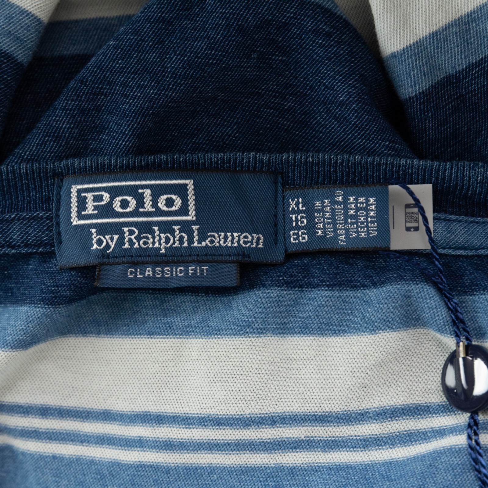 Polo Ralph Lauren Men Classic Fit Striped Cotton Linen Tee Navy Size XL gallery