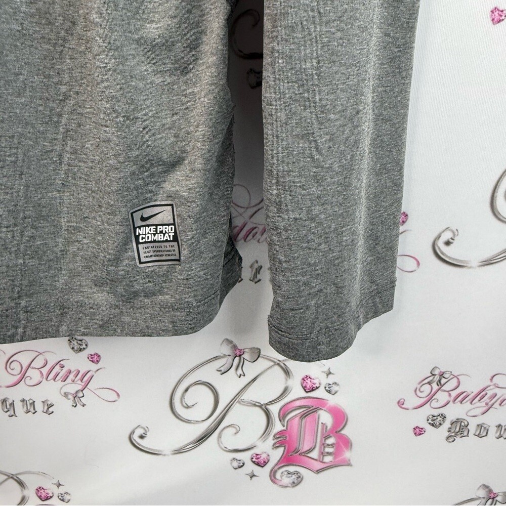 Nike long sleeve shirt dri fit grey silver Pro Combat Men's Long Sleeve Gray Tee gallery