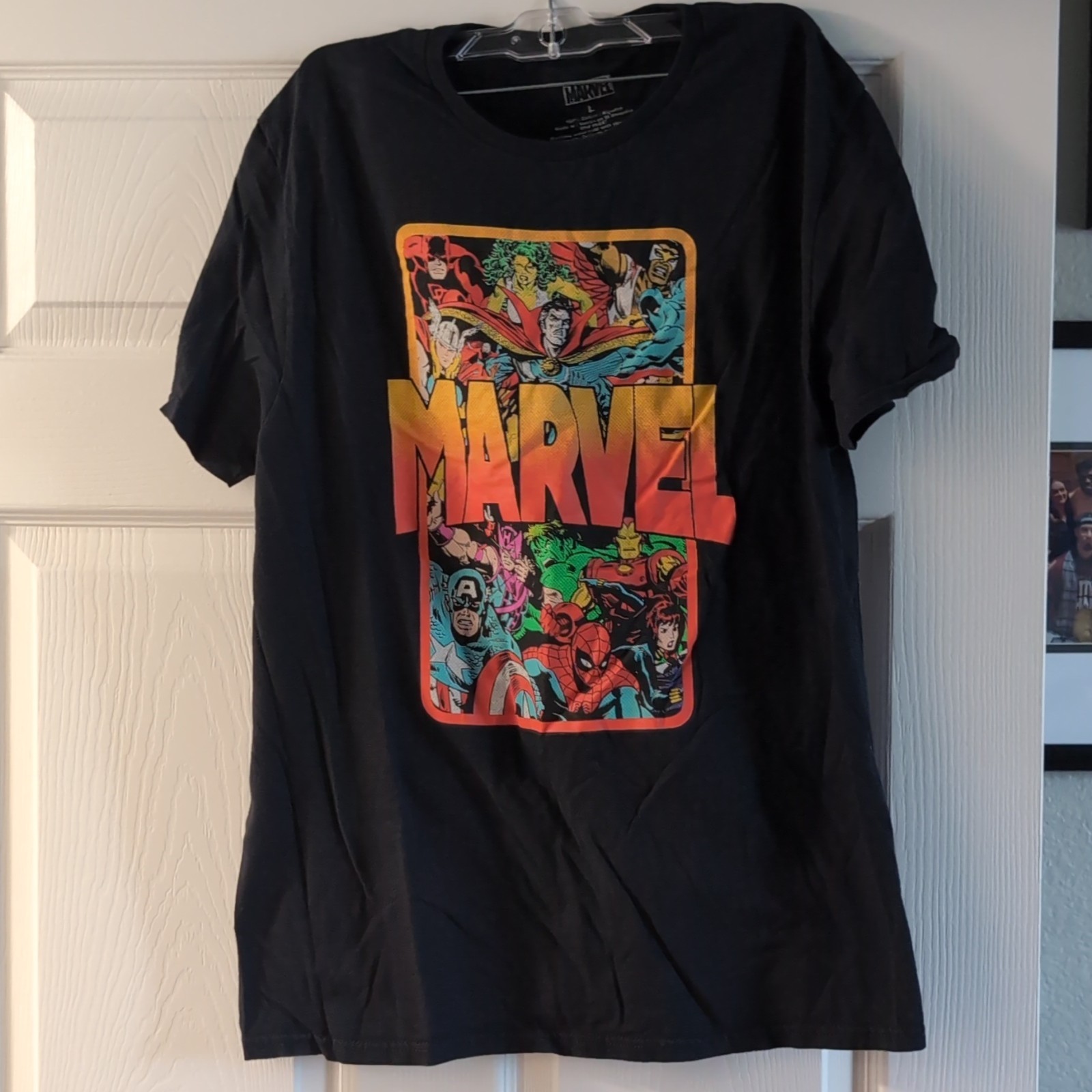 Marvel Universe Men’s Black Cotton Graphic Print Crew Neck T-Shirt Size L gallery