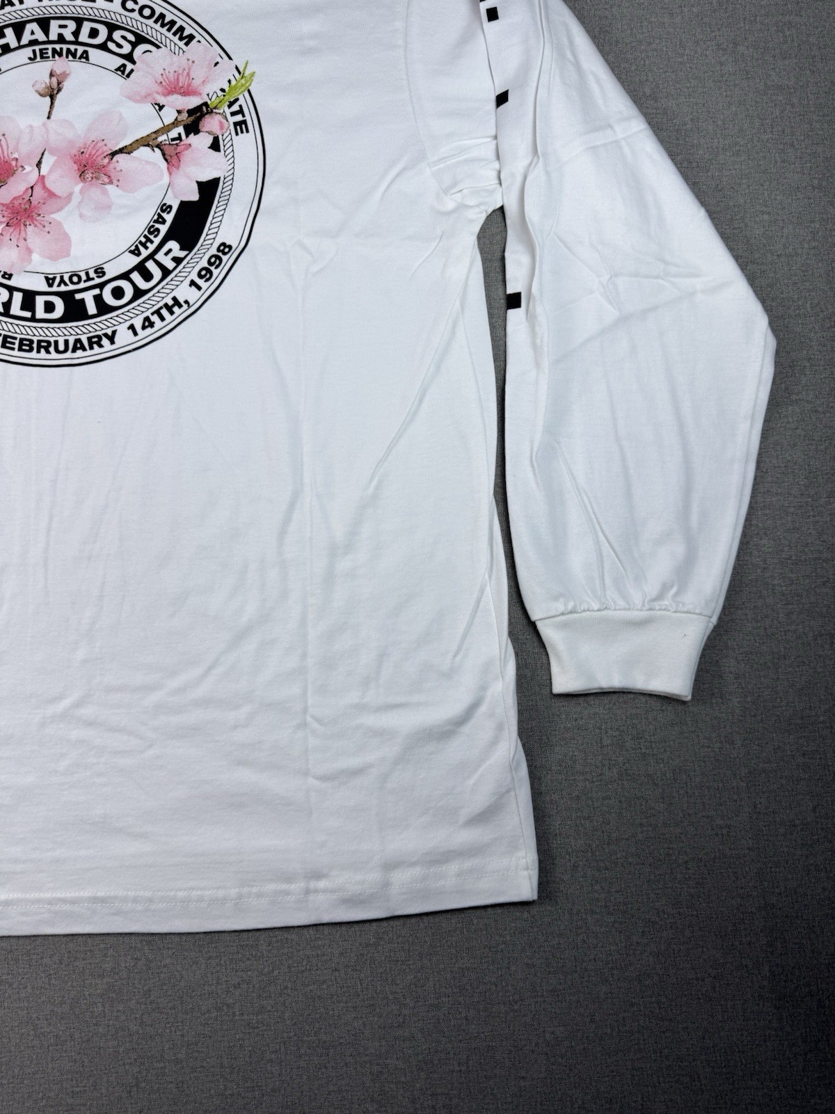 Richardson World Tour Long Sleeve Tee White Cherry Blossom Graphic Size L gallery