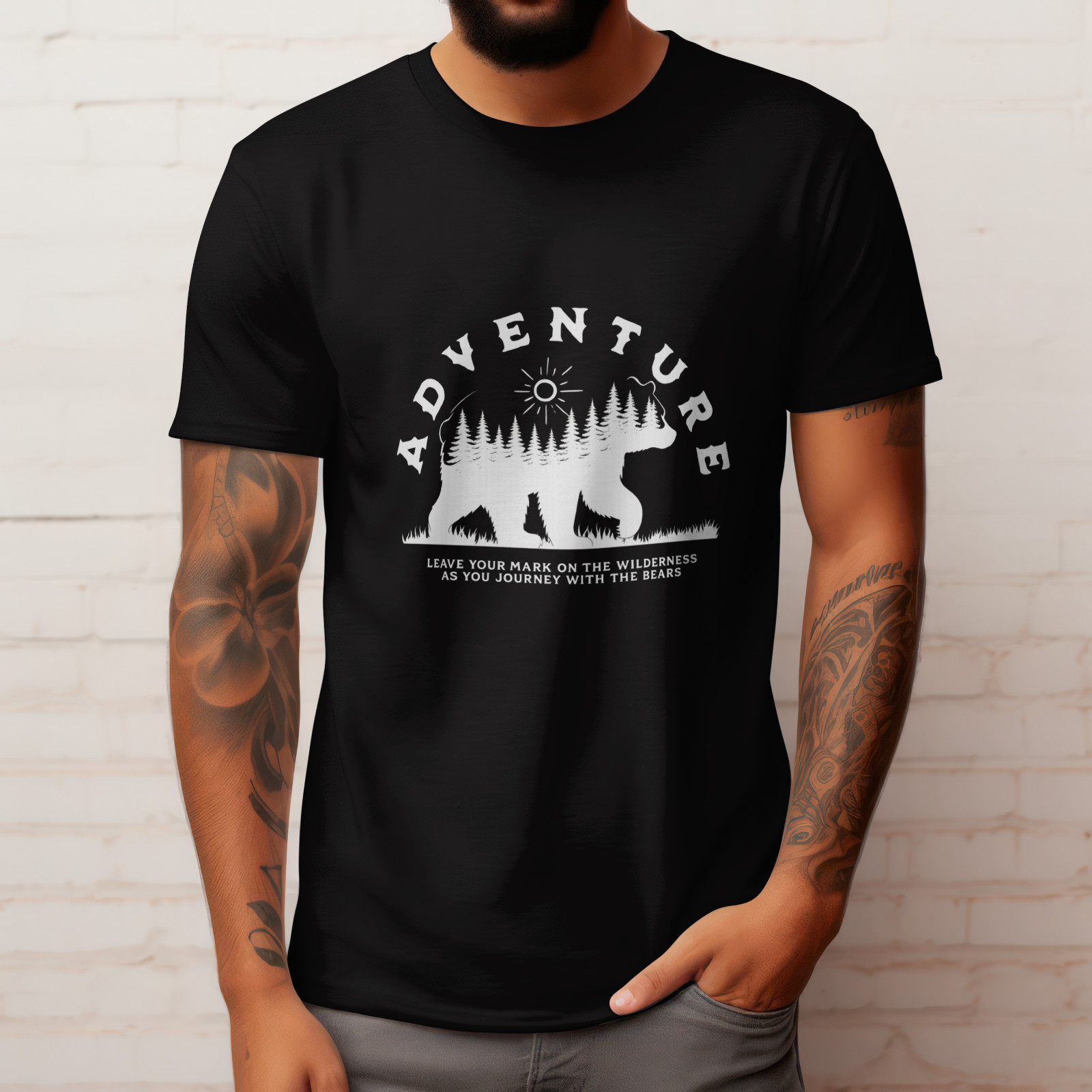 Adventure Bear Wilderness Nature Hiking Camping Outdoor Graphic T-Shirt gallery