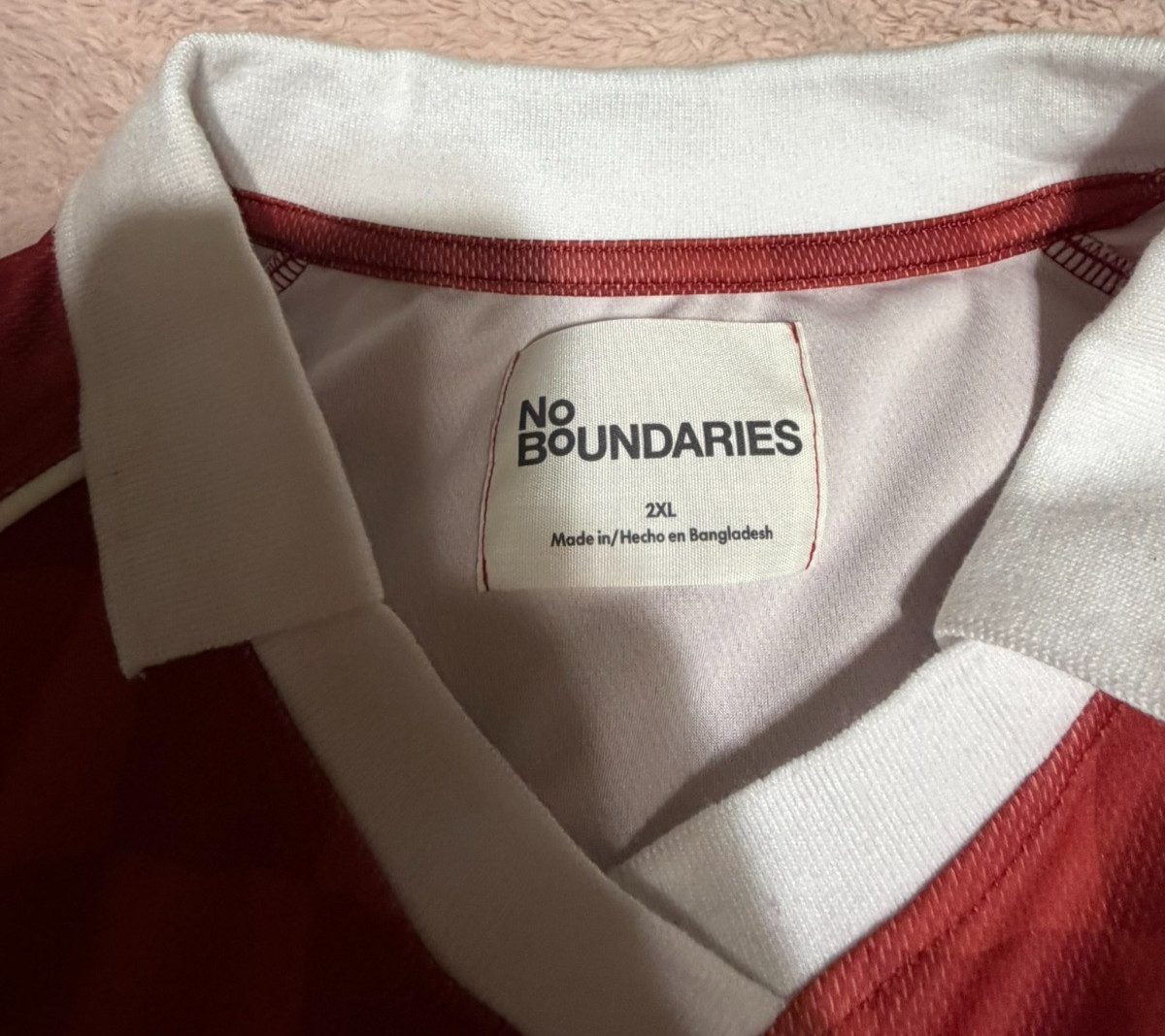 No Boundaries Red & White London Soccer Jersey 2XL 50–52 inch Checkered Pattern gallery