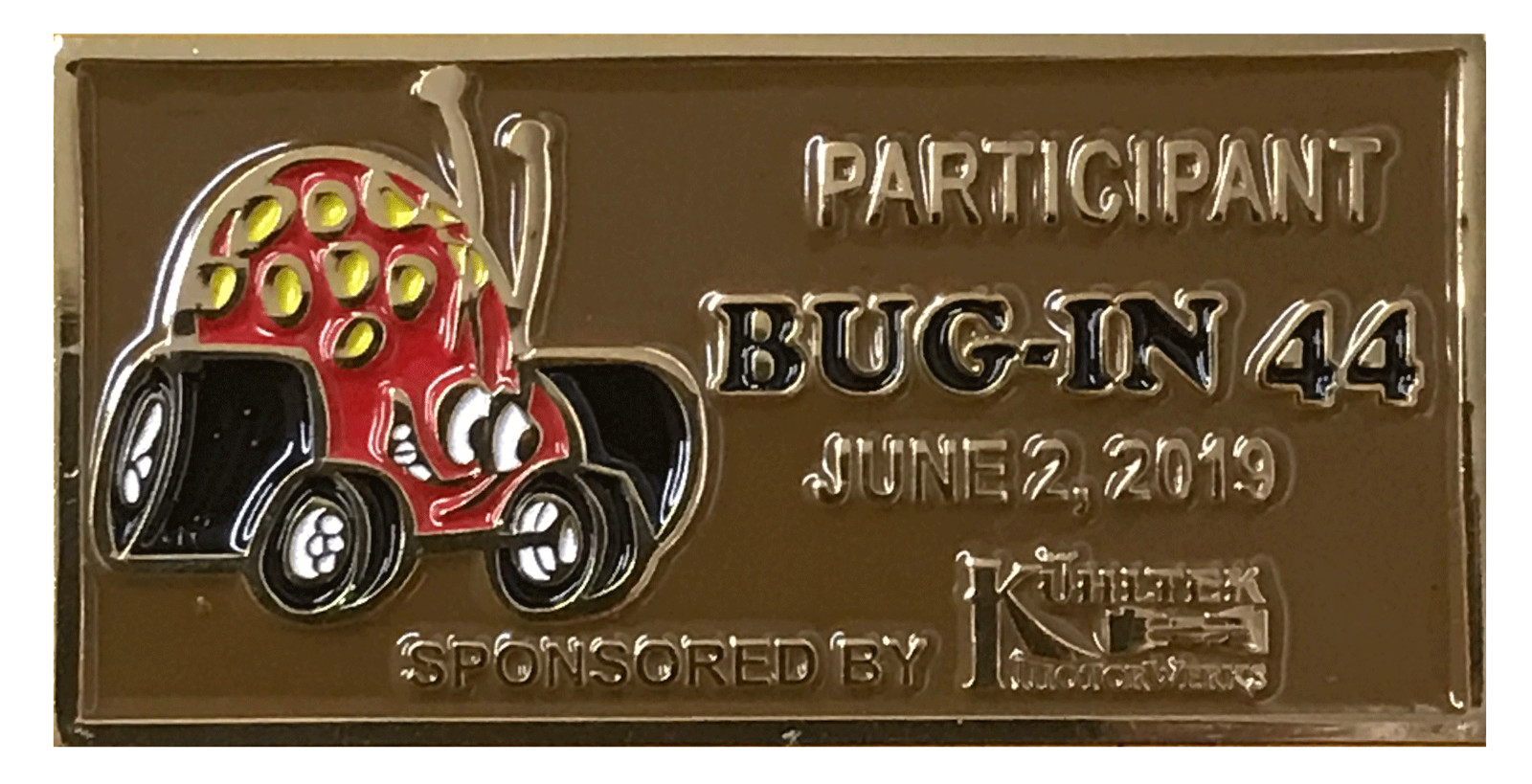 BUG-IN 44 Event Dash Plaque – VW, Volkswagen, Car Show, Drag Racing, Cal-Look