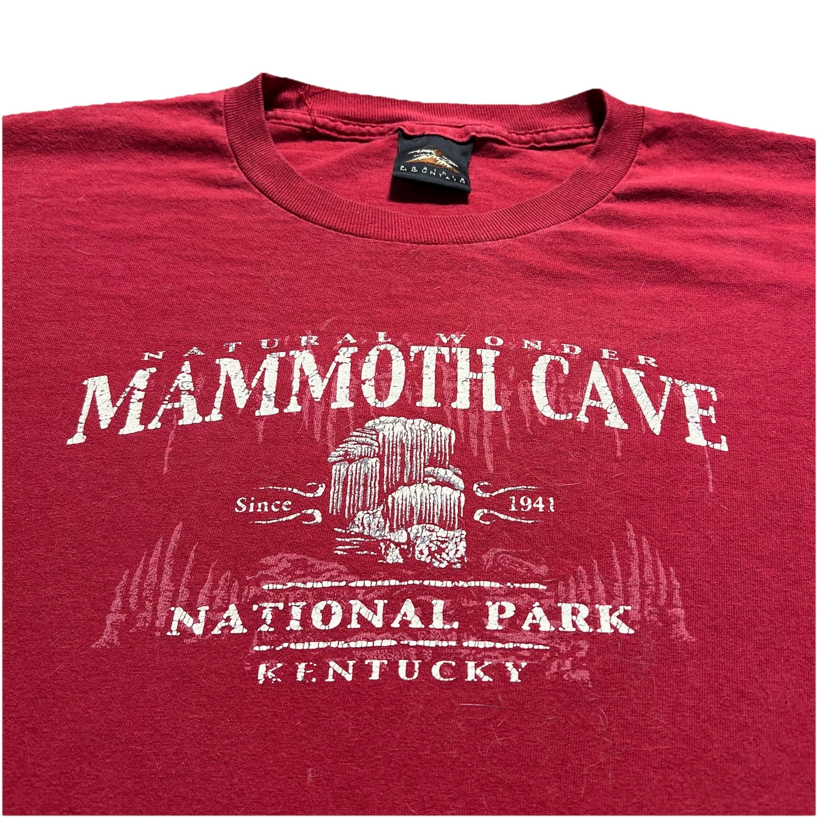 Vintage Mammoth Cave National Park Tee 2XL USA Made Red Cropped Cotton Souvenir gallery