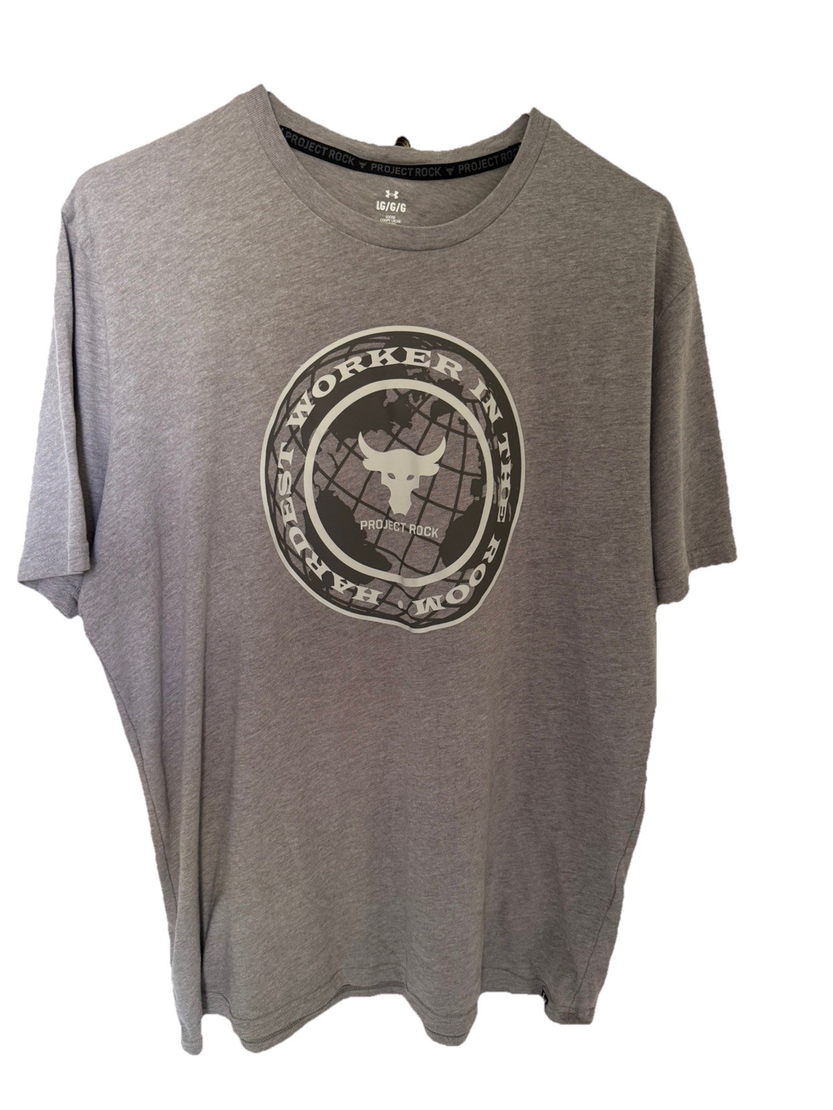 Under Armour Project Rock Shirt Mens Large Gray Short Sleeve