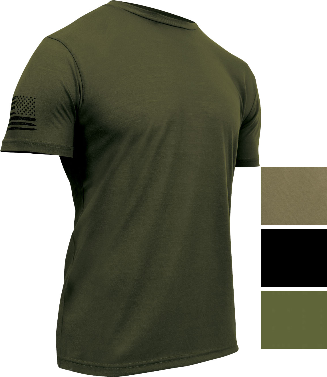 Mens Tactical Athletic Muscle T-Shirt with US Flag & Loop Field Solid Poly Tee gallery